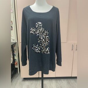 Disney Parks women's black pullover sweatshirt with a sequined Mickey Mouse 1X